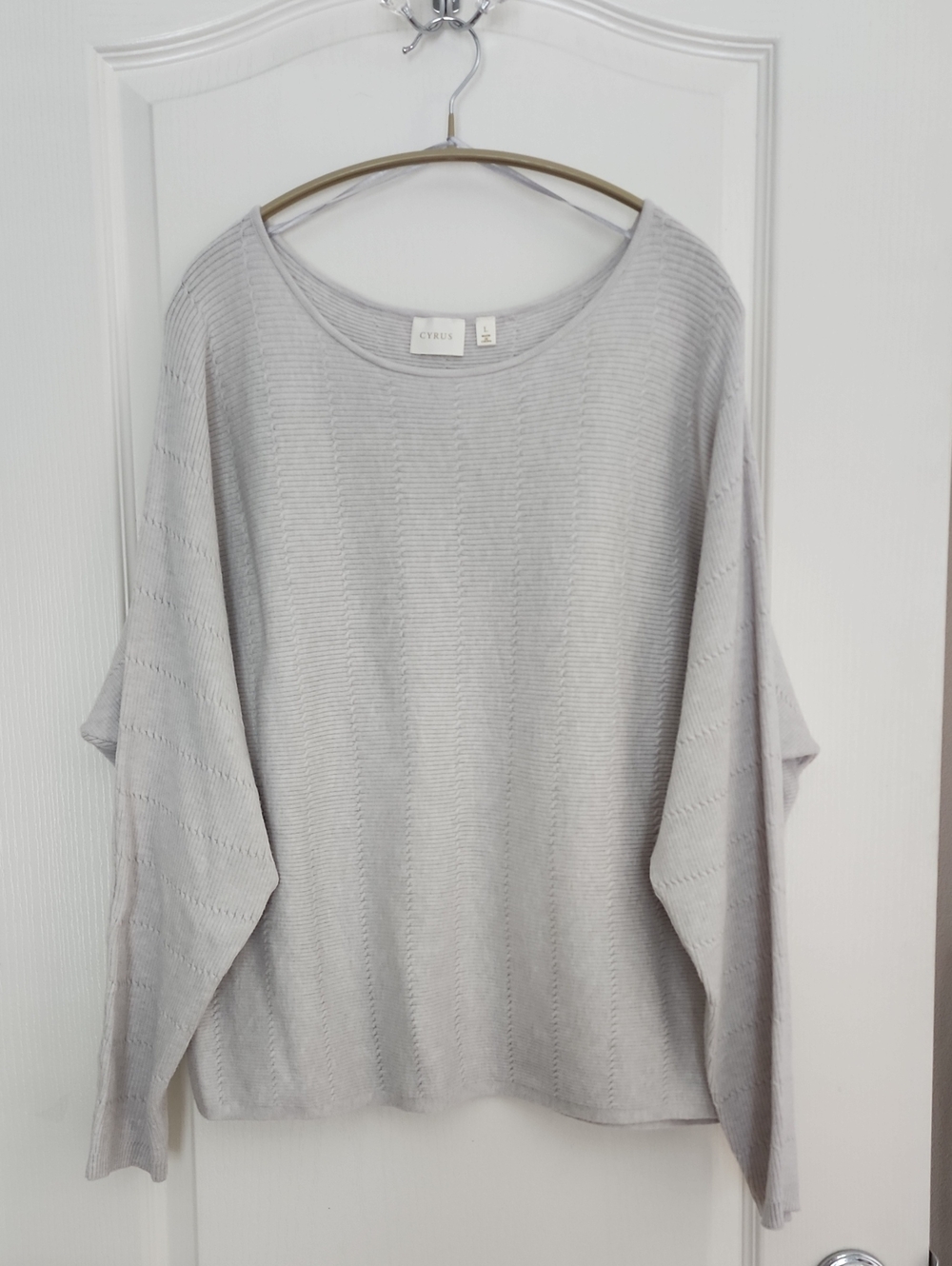 Cyrus Light Gray Scoop Neck Knit Sweater